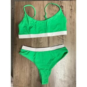 by Cassandre Colorblock Bikini Set Green/White Top Size M / Bottom Size S
